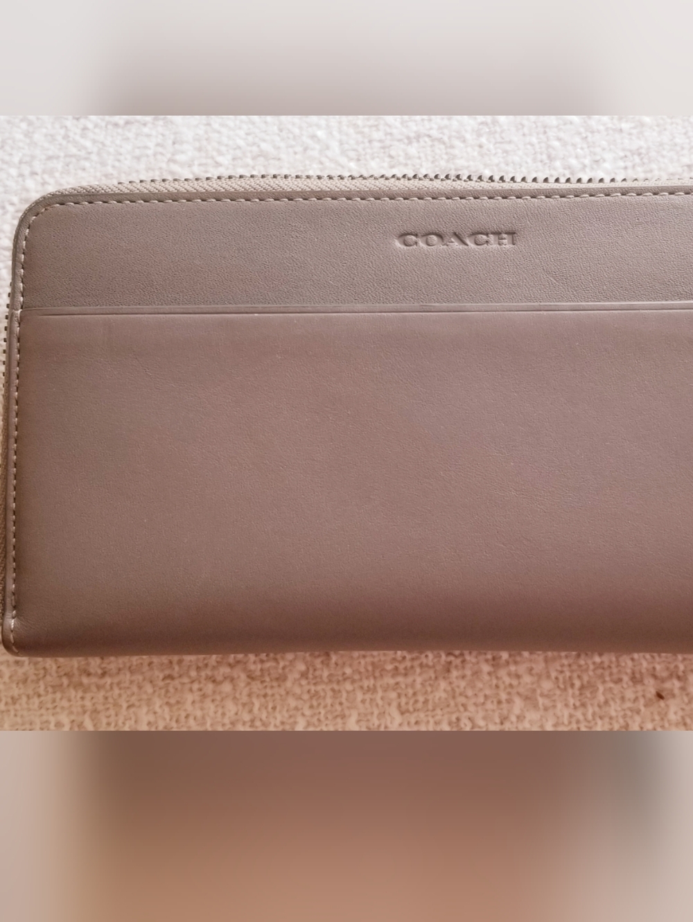 Coach Zip-Around Accordian Wallet in Taupe Brown